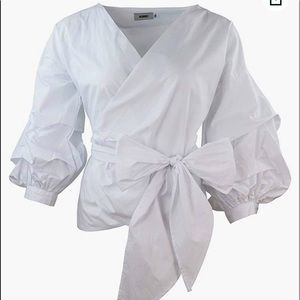 Zac & Rachel Wrap Tie Top Bright White